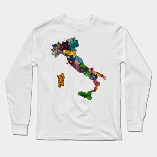 Spirograph Patterned Italy Regions Map Long Sleeve T-Shirt